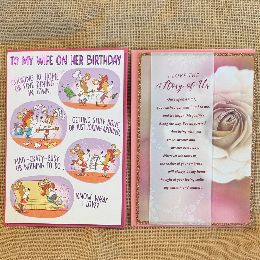 🌻 Bundle of 2 Hallmark Husband to Wife Birthday Cards